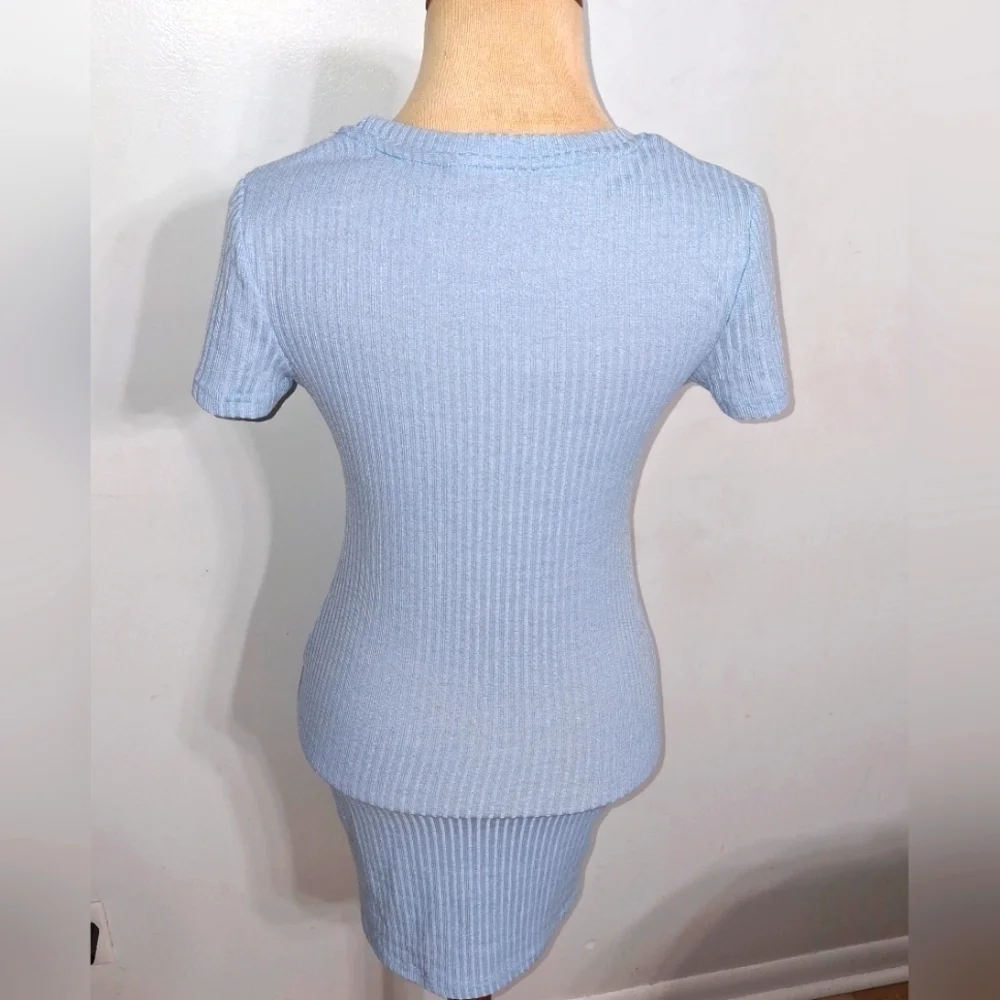 Shein- Baby Blue Mini Dress- W Sz Small 4 - Picture 4 of 6